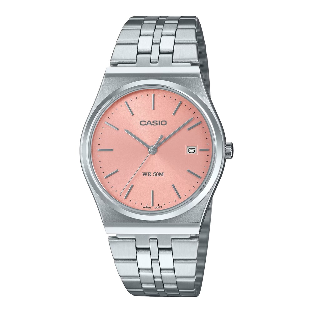 Casio Unisex Analog Silver-Tone Stainless Steel Watch, 35mm, MTPB145D-4VT